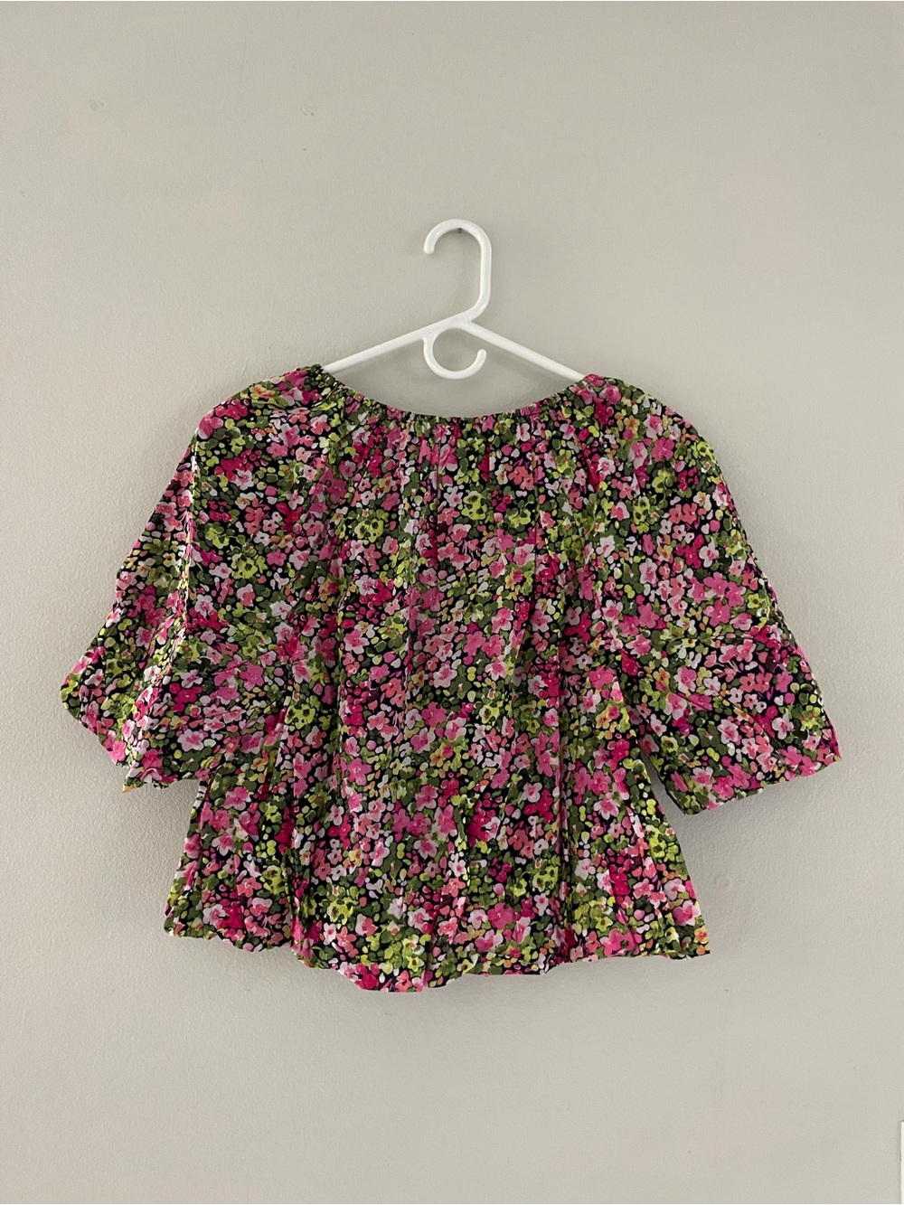 Crown & Ivy Black Pink & Green Floral Top